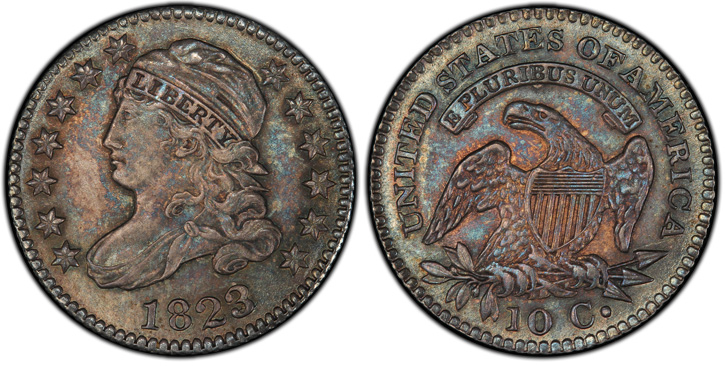1823/2 Capped Bust Dime. JR-3. Large Es. MS-65 (PCGS).